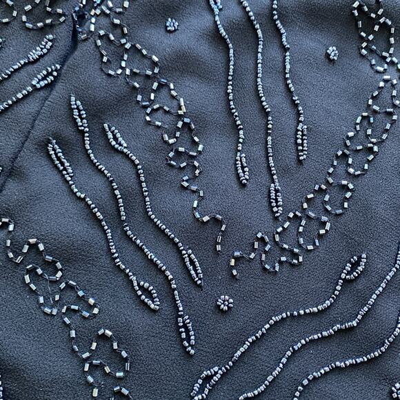 VINTAGE CHADWICKS Halter Womens Sz Large Black Beaded Cocktail Glam - Picture 4 of 6